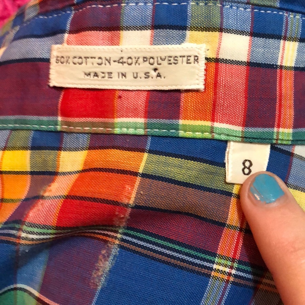 Vintage 1980's rainbow check print shirt - Picture 2 of 3